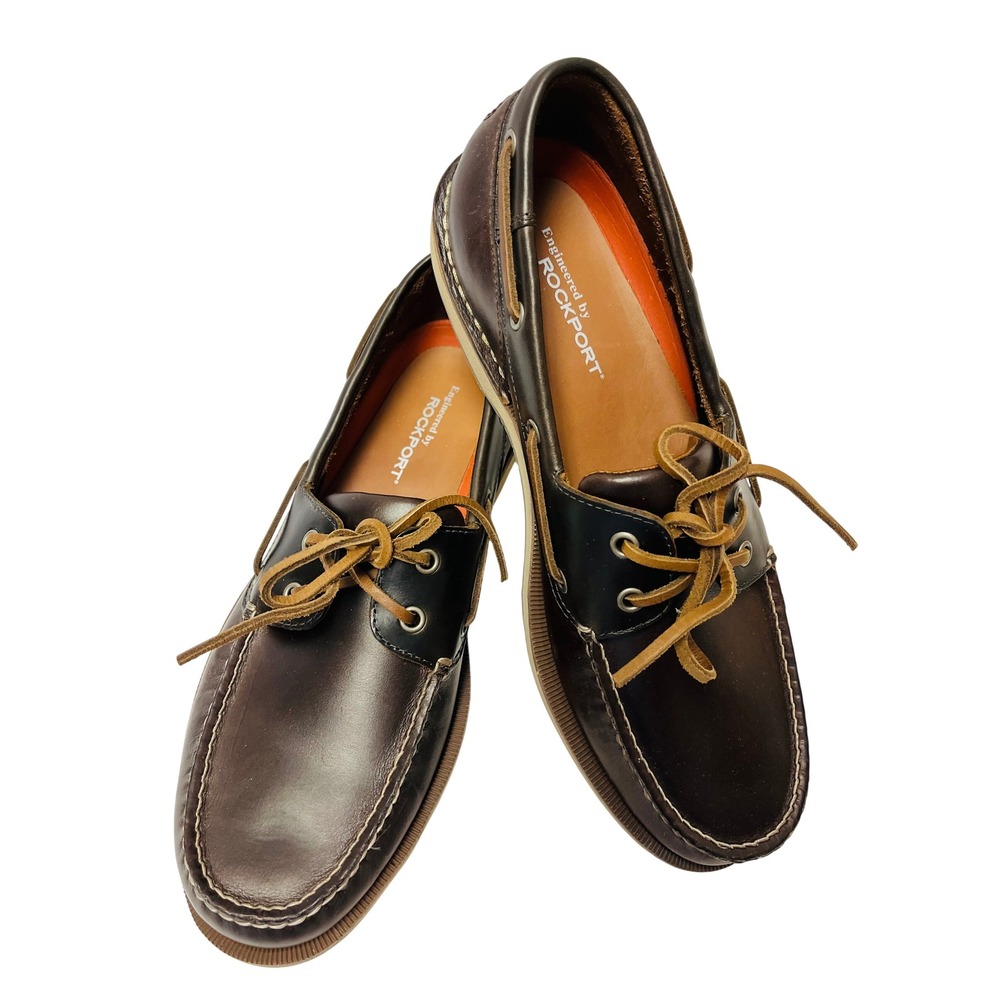 Rockport Perth Boat Shoes 11.5 M Dark Brown Leather Loafers CH1237 Old Money NEW